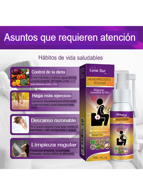 SPRAY HEMORROIDES SOUTH MOON – SIN QUÍMICOS AGRESIVOS, FÓRMULA 100% NATURAL 🍃