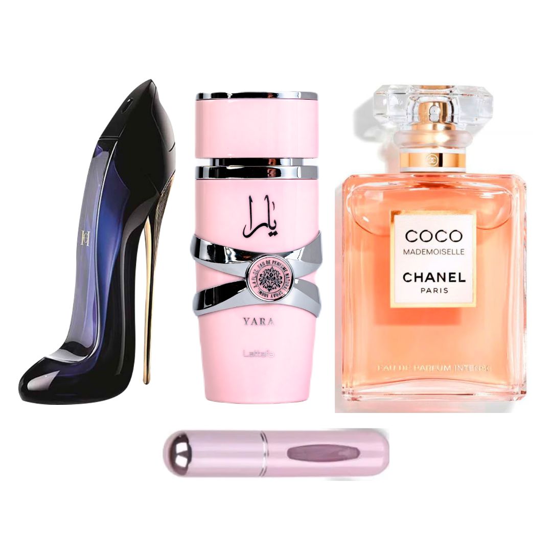 😍¡TRANSFORMA TU ESTILO CON 3 PERFUMES EXCLUSIVOS + MINI FRASCO DE BOLSO! ✨ SOLO HOY🎉🔥