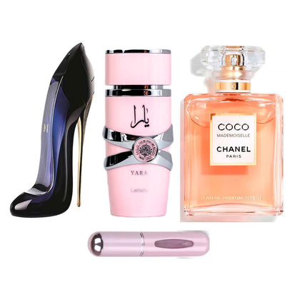 😍¡TRANSFORMA TU ESTILO CON 3 PERFUMES EXCLUSIVOS + MINI FRASCO DE BOLSO! ✨ SOLO HOY🎉🔥